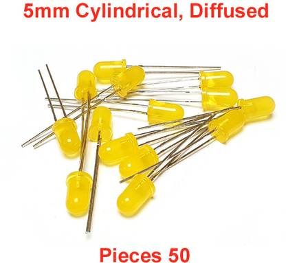ELPH 5mm Diffused, Cylindrical LEDs YELLOW Pieces 50 Electronic Components Electronic Hobby Kit