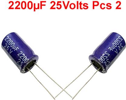 ELPH 2 Pcs 2200uf 25V Electrolytic Capacitor 2200 Micro Farad 25 Volt Condenser Electronic Components Electronic Hobby Kit