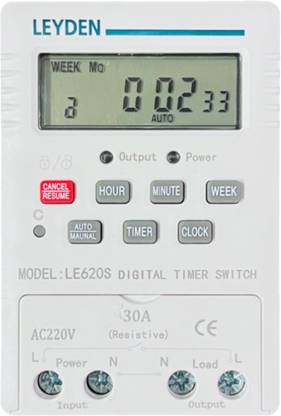Leyden LE620S, 30A, 220V, 18 Programs, Delay & Cyclic Timer for Bell Light Motor Fogger Programmable Electronic Timer Switch