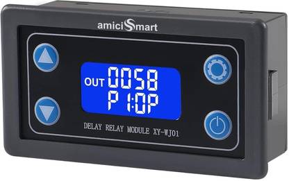 amiciSmart Timer Delay Relay Module with LCD Display – Adjustable 0.01s~9999min Timing Programmable Electronic Timer Switch
