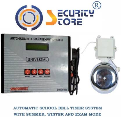 Security Store Automatic School Bell Timer System with 4 Inch Gong Bell- 30 Programs per Day Programmable Electronic Timer Switch