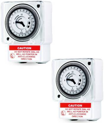 GoodsBazaar 2pc 240 Volt AC Daily Timer Switch Quartz Analog Time Switch Base Mounting GIC Programmable Electronic Timer Switch