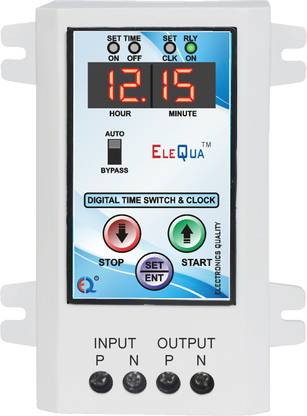 ELEQUA Digital Timer Switch And Clock For Auto ON and Off -30Amp/2HP(10Programm /Day) Programmable Electronic Timer Switch