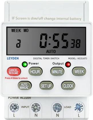 Leyden KG316TJ, 30A, 220VAC, 16 On/Off Program, ON-Off Delay & Cyclic Timer Switch Programmable Electronic Timer Switch