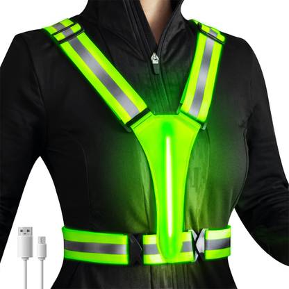PROBEROS Reflective Vest Running Gear, USB Rechargeable LED Light Up Vest High Preset Electronic Timer Switch