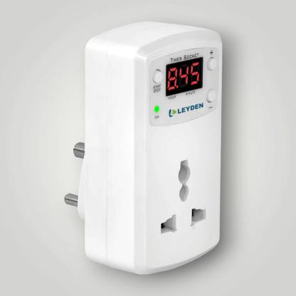 Leyden TM-PLG 230V, 2A, Single Phase High Quality Digital Programmable Timer Plug For Protection On Over Charging Of Your Battery Operated Devices Mobile, Laptop, Camera, TV, Etc. (Black) Programmable Electronic Timer Switch