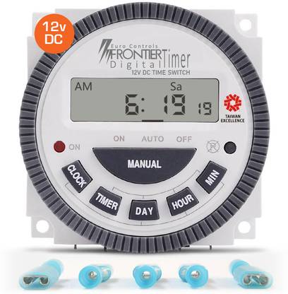 Euro Controls Frontier 12 Volt DC - TM619-4 - 5 PINs - 30 Amps Digital Timer Programmable Electronic Timer Switch