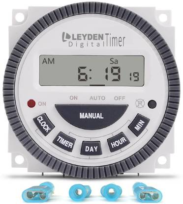Leyden 30 Amps, TM619H-2 High Quality Digital Programmable Timer 4 pin - 18 Programs - replaceable battery Programmable Electronic Timer Switch (White) Programmable Electronic Timer Switch