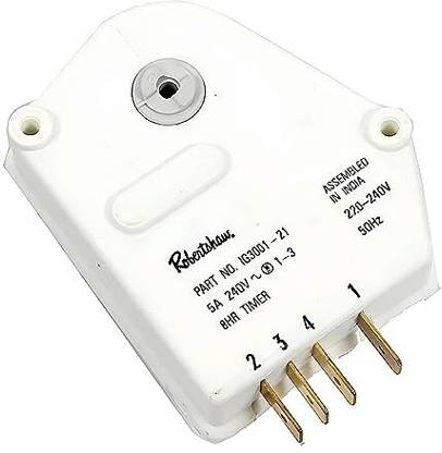 SPARESKART Refrigerator Defrost Timer Defrost Switch Compatible for Videocon 4 Pin Down Indoor Plug-In Electronic Timer Switch