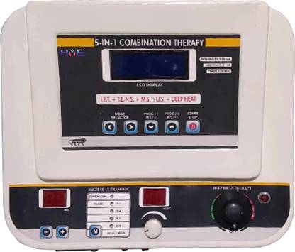 HEALTHCARE HME LCD 5 in 1 Combination Machine ( IFT + TENS + MS + US + DEEP HEAT ) With 125 program & Fiber Body Combination unit Electrotherapy Device