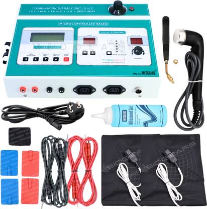 Physiogears 5 In 1 IFT MS Tens Ultrasonic Deep Heat Physiotherapy Machine Electrotherapy Combo Physiotherapy Equipment with One Year Warranty Ultrasound Machine