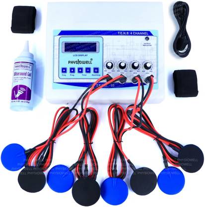Physiotrack Tens Machine 4 Channel Tens Physiotherapy Machine 4 Ch LCD Tens Electrotherapy Machine for All Pain Relief Device with One Year Warranty Physiotherapy Equipment Electrotherapy Device