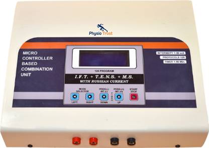 Physio Trust Interferential Therapy +Tens+Muscle Stimulator Russian Current 125 Program IFT+TENS+MS With Russian Current 125 Program Microcontroller Combination Machine Electrotherapy Device