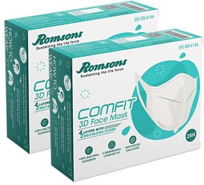 COMFIT 3D 4 Layers Face Mask with 2 Melt-Blown Filter & Softest Ear Loops (1) Elevation Training Mask