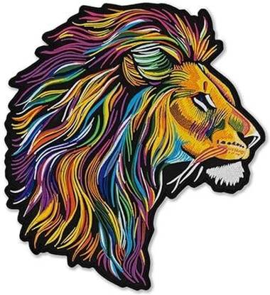 BYKERCHOICE Multi Color Lion Embroidery SEW Patch 7 INCH by 5 INCH Patch (1 PEES) 0101 Embroidery Hoop