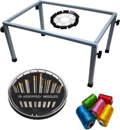 RAGRO Square Box Aari Work Stand 24x16" with 5 Silk Spools & 30 Assorted Needles. Embroidery Frame