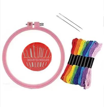 manrish Embroidery Materials Starter Kit/Embroidery Frame Hoop With Threads&NeedlesCombo Embroidery Hoop