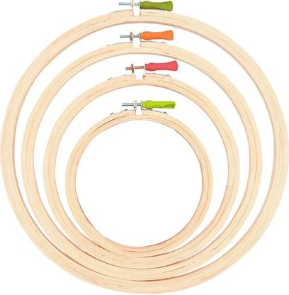 ASIAN HOBBY CRAFTS 4 Pieces Wooden Embroidery Hoop Ring Frame: Size - 6, 8, 10, and 12 Inch Embroidery Hoop