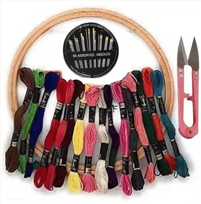 manrish Embroidery Kit/Embroidery Frame Hoop With Threads, Cutter & Needles Combo Embroidery Hoop