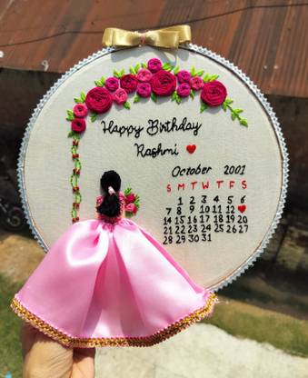 Handmade creation craft Birthday embroidery hoop, Customised birthday gifts Embroidery Hoop
