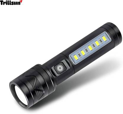 Trillsun Metal LED Light Long Range 1000 Meter High Power Zoomable Type -C Torch 4 hrs Flood Lamp Emergency Light