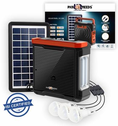 Make Ur Wish Solar Rechargeable Emergency Inverter With BT / USB /TF Music Player 3 LED Bulb Torch