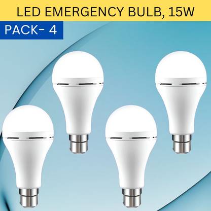 GUGGU 15W Rechargeable Inverter LED Bulb with Upto 4H.Power Cut Lighting Pack of_4D422 4 hrs Bulb Emergency Light