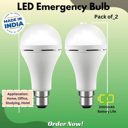 Clairbell Rechargeable Emergency Bulb Inverter Bulb for home 4Hr battery backup_Pack2 S101 4 hrs Bulb Emergency Light