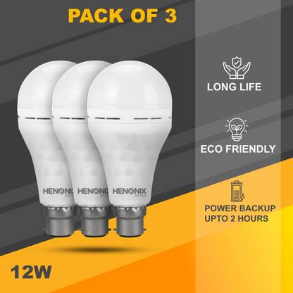 HENONIX Rechargeable LED, High Brightness, 12W Power Backup for Home/Office Use 2 hrs Bulb Emergency Light
