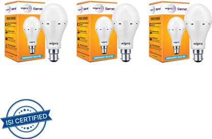 Wipro Garnet 9W Inverter LED, (Pack of 3) 4 hrs Bulb Emergency Light