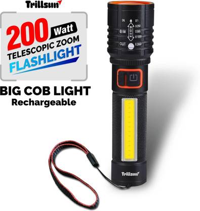 Trillsun 1000 Meter Long Range High Beam Laser Led 200W torch with SOS Blinker 5 hrs Torch Emergency Light