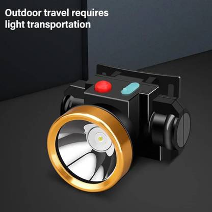 DPM Laser Hi-Power Waterproof LED Rechargeable Head Lamp with 2000mAh Battery, Headlamp Torch Rechargeable, Headlight Torch Hunting for Long Range, Long Distance, black-GOLD Torc 12 hrs Torch Emergency Light