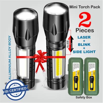 Pick Ur Needs Dual Mode 3 In 1 Mini Metal Long Range Rechargeable Torch Search 6 hrs Torch Emergency Light