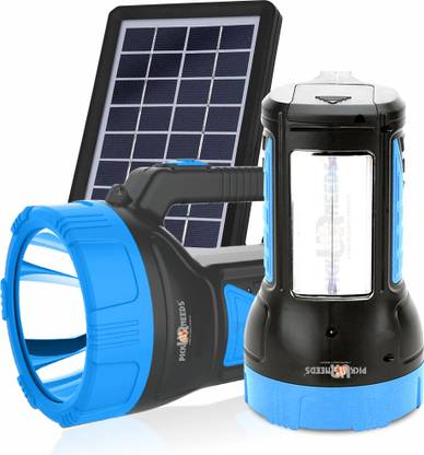 Pick Ur Needs 50W Solar Rechargeable Long Range Search Light + 2 Side Extra Bright Tube 6 hrs Torch Emergency Light
