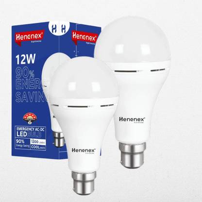 Henonex 12W Rechargeable Emergency Bulb for Homes and Workspaces 4 hrs Bulb Emergency Light