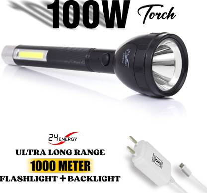24 ENERGY 100W + 25W COB Emergency Light with Long Range Torch Light (2400 mAh) Battery Torch