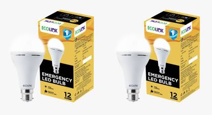 EcoLink 12W RECHARGEABLE LED BULB PACK OF-02 3 hrs Bulb Emergency Light