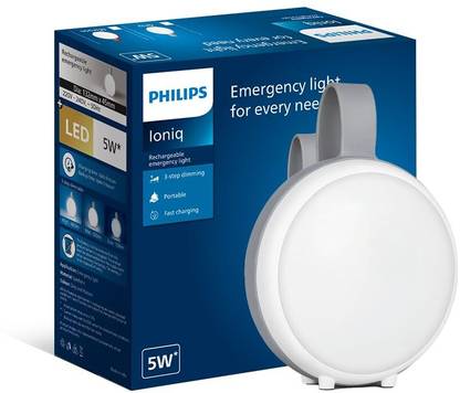 PHILIPS Ioniq 5W Round Portable Rechargeable LED with backup of upto 5 hrs Lantern Emergency Light