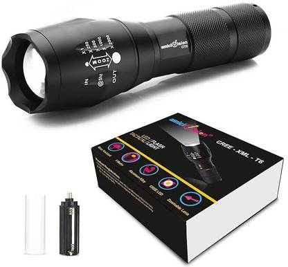 amiciVision Metal LED Torch Flashlight XML T6 Water Resistance 5 Modes Adjustable Focus without Battery Torch