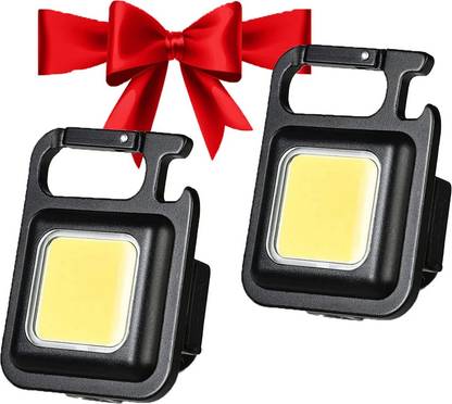 ZYRIAN (Pack Of 2)USB Rechargeable LED COB Mini Flashlights-Bright light with keychain 2 hrs Lantern Emergency Light