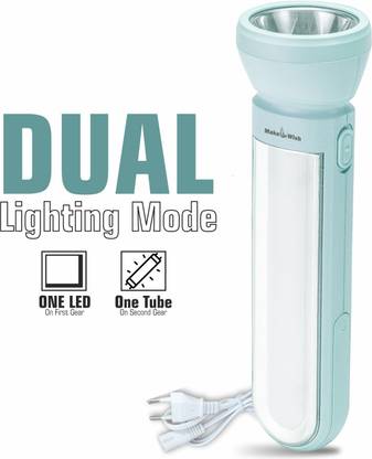Make Ur Wish Rechargeable Torch Light With 2 Mode LED + 50W Bright Tube Light Long Backup 5 hrs Torch Emergency Light