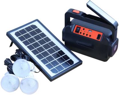 Smuf RL-4890 Portable Solar Inverter + 3 Bulb + Solar Plate + Mobile Charge 8 hrs Flood Lamp Emergency Light