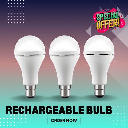 GUGGU Rechargeable Emergency Bulb 12W Inverter Rechargebale Emergency Bulb_Pack_3 T258 3 hrs Bulb Emergency Light