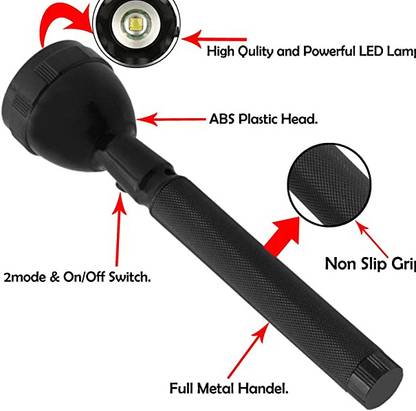 ShopGlobal 100 metre range- rechargeable Lithium battery Long range waterproof 5 hrs Torch Emergency Light