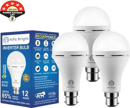 Alfa Bright USB Rechargeable 12W LED Bulb for Versatile Emergency Use 4 hrs Bulb Emergency Light
