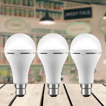 GUGGU Emergency 15W Inverter LED Bulb with 1200mAh Rechargeable Battery Pack of 3 G397 4 hrs Bulb Emergency Light