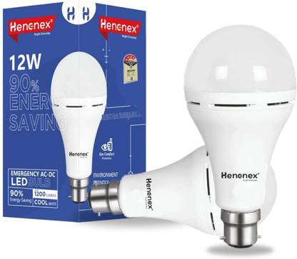 Henonex 12W Rechargeable LED Bulb for Offices|Pck of 2 4 hrs Bulb Emergency Light