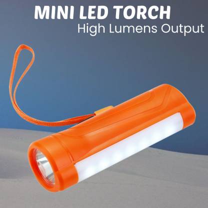 SACRO LED (Torch Light) with COB Light and USB Rechargeable, 1200mAh Battery D388 100 hrs Torch Emergency Light