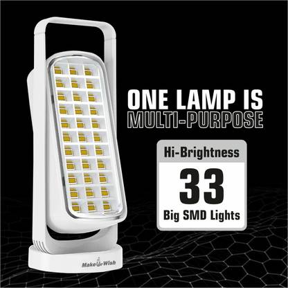 Make Ur Wish Rechargeable 360° Rotate Home Emergency Light 33 Bright SMD LED AC + USB Charge 5 hrs Lantern Emergency Light