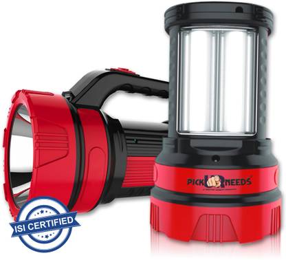 Pick Ur Needs Primer Quality 50 Watt Rechargeable Long Range Search Torch Light with 2 Side Emergency Tube Light 6 hrs Torch Emergency Light